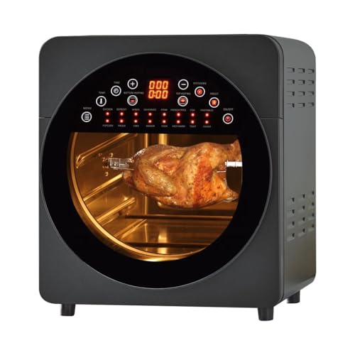 Forno ad Aria 14L con Doppio Riscaldamento e Display Touch â Air Fryer Oven Multifunzione in Acciaio, con Girarrosto, Timer Regolabile e Accessori Inclusi â Cottura Sana e Croccante Senza Olio