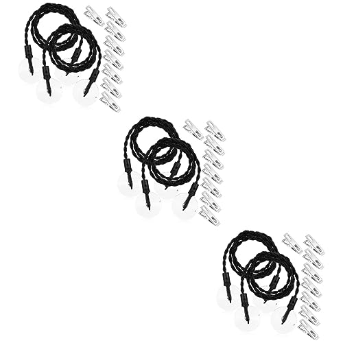 Ciieeo 3sets Retractable Portable Clotheslines with Suction Cups Clothes Clips
