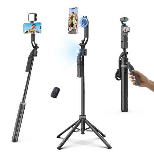 Ulanzi TT23M AI自動追跡 スマホ三脚 MagSafe対応 自撮り棒 360°顔追尾 自動開脚スタンド 160cm伸縮 1台4役 ジェスチャー操作 リモコン付き 折りたたみ 軽量 Vlog・ライブ配信・動画撮影 iPhone 17〜13・Android・GoPro・DJI Osmo Pocket 4対応