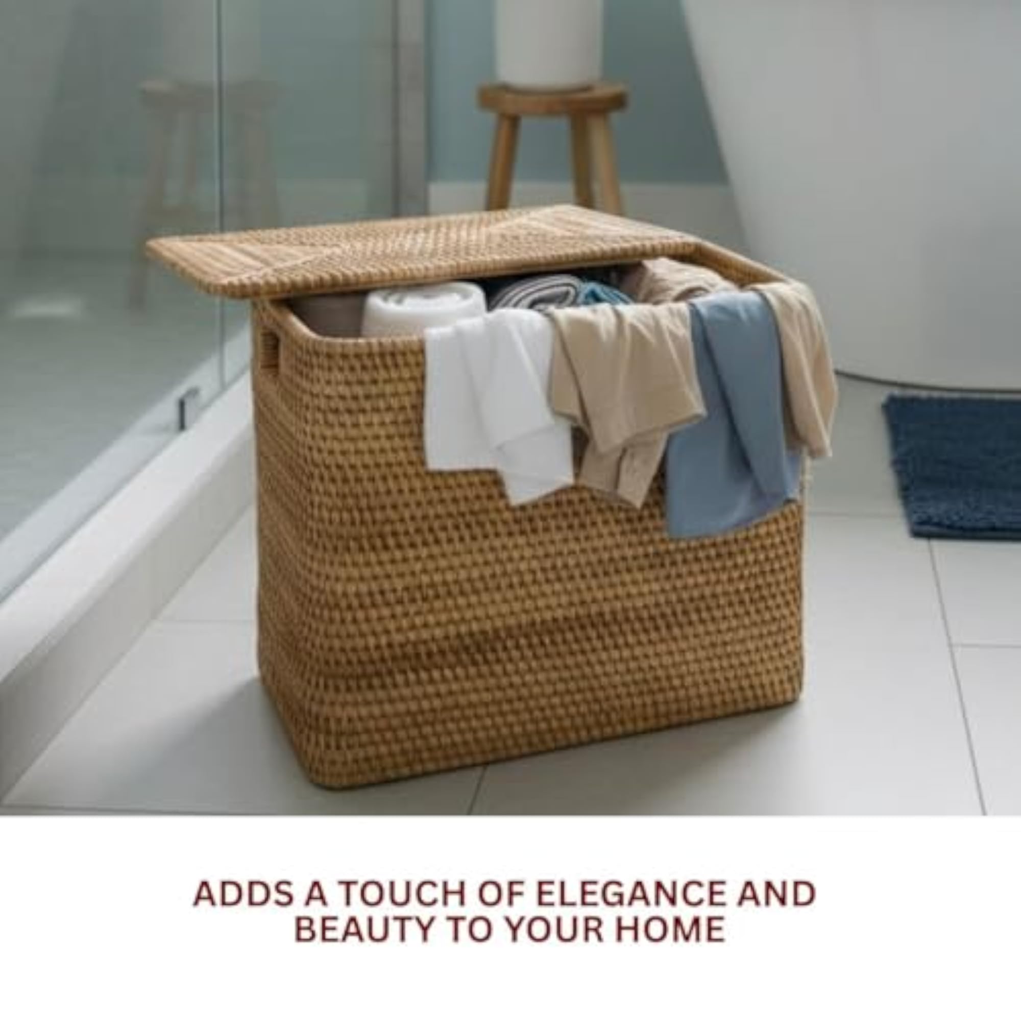Handwoven Rattan Laundry Basket with Lid