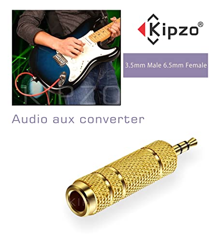 Image of 3.5mm stereo male to 6.35mm female audio adapter converter gold plug headphone jack music device connector sound interface aux port pack one