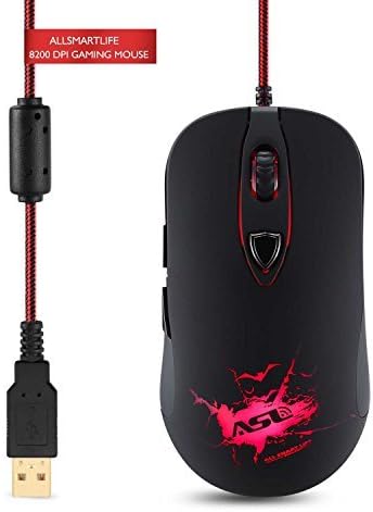 Computer Gaming Mouse, AllSmartLife Ergonomic LED Laser Game Mice - 8200 DPI Sensor