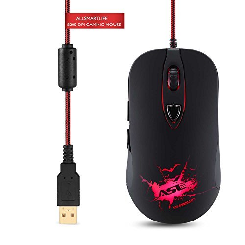 Computer Gaming Mouse, AllSmartLife Ergonomic LED Laser Game Mice - 8200 DPI Sensor Computer Gaming Mouse, AllSmartLife Ergonomic LED Laser Game Mice - 8200 DPI Sensor