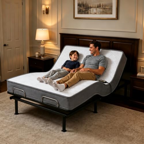 Espsilto Adjustable Bed with Mattress, Full Size, Electric, Head & Foot Incline, Adjustable Leg Heights, 77x54 Inch, Zero Gravity