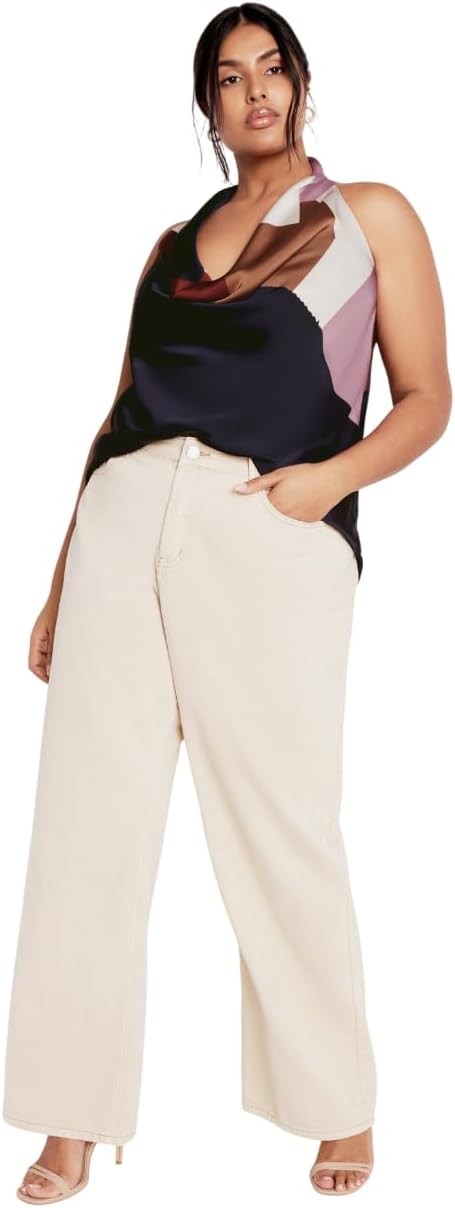 City Chic Women's Plus Size Top-Chloe Cowl Halter Neck Print,