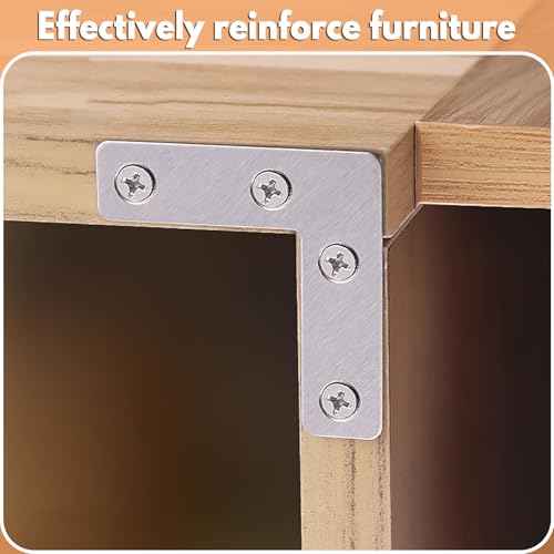BGOBTY Flachwinkel Winkelverbinder,20 Stück 90 Grad Flache Winkelverbinder,Flache Winkelverbinder mit Schrauben,L-Form Eckwinkel,Edelstahl winkel,Eckverbinder für Holz Schrank Tisch Stuhl (50*50 mm)