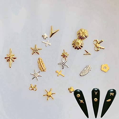 NAIL ANGEL 500PCS/BAG Nail Art Metal Stud Randomly Mixed Deco Flower Star Snowflake shape deco 1008