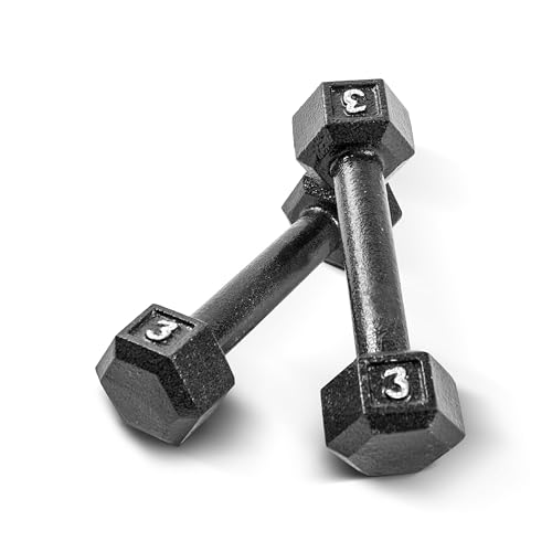 CAP Cast Iron Hex Dumbbell, Black, Pair, 3 lb