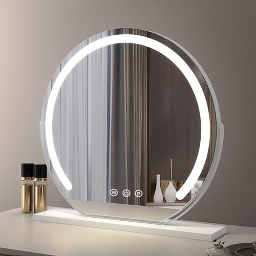 Espejo de maquillaje recargable para mesa con luces LED regulables y tres colores 2