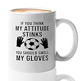 Flairy Land Soccer Coffee Mug 11oz White - Smell My Gloves - Soccer Coach Gifts, Football Coach Gift