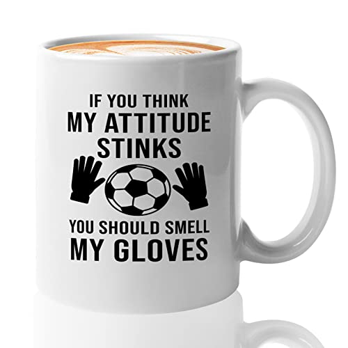Flairy Land Soccer Coffee Mug 11Oz White - Smell My Gloves - Soccer Coach Gifts, Football Coach Gifts For Men, Gifts For Soccer Player, Soccer Lover Gifts, Soccer Fan Gifts For Men #TOP2