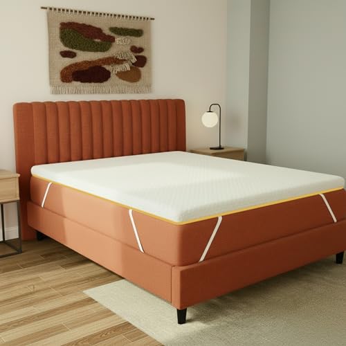 Image of SleepyHug OrthoSoft Plus HR Foam Mattress Topper | 2 Inch Medium-Firm Support | Improves Back Support & Mattress Firmness | Quilted Cover | Anti-Skid Base | 72x48x2 Inches, Off-White