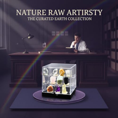 9 Gemstone Collection with Mineral Display Case, Raw Crystal Specimens 0.6-0.8 in / 1.5-2 cm, ID Card Included, Desktop Gemstone Display Case, Geology Gift for Rock Collector, Science Learning - Image 6