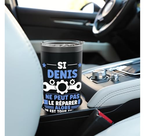 Humour denis Ne Peut Pas Le Réparer Bricolage Prénom denis Gobelet isotherme en acier inoxydable double paroi – vue 6