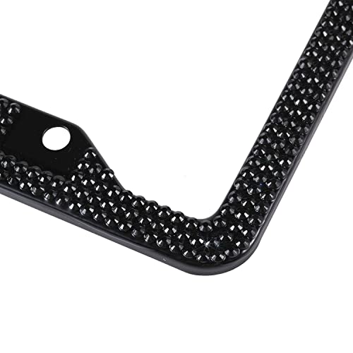 Fashion Sparkle 4 Holes Black Frame Pink Bowknot Design Crystal License Plate Frames,Premium Us Universal Bling License Plate Holder,Waterproof Rhinestone License Plate Cover For Women(1 Frame) #TOP4