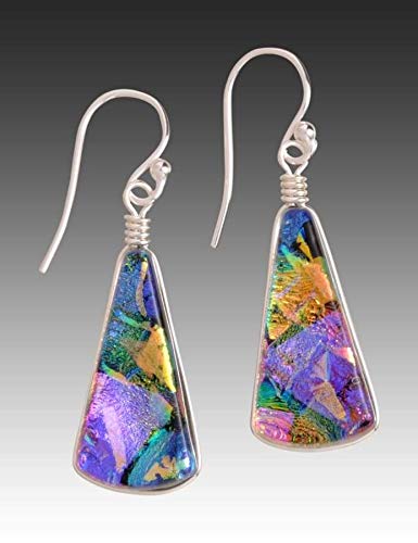 Window Waterfalls Earrings Nickel Free Dichroic Glass Dangles Rz19 - Kaleidoscope #TOP2