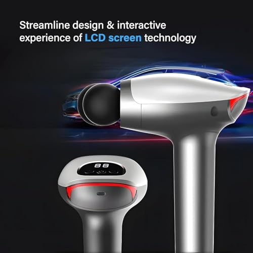 Image of 4-Head Massage Gun, Deep Tissue Muscle Massager 20 Intensities & 6 Massage Modes, 4-Head Back Massager for Pain Relief in Back, Leg, Neck, Shoulder and Body, Rechargeable, Quiet, and Lightweight (SILVER)