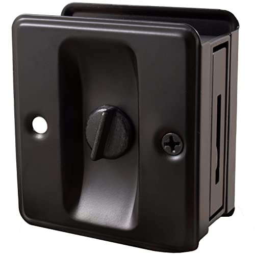 Stone Harbor Hardware Square Pocket Door Lock, Privacy Function, Matte Black