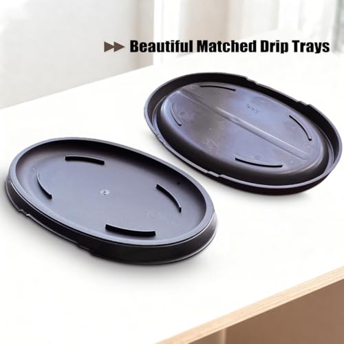 MUZHI 3 Pack Oval Bonsai Training Pot with Drainage Tray, Matte Finish Succulent Growing Pot for Home Garden Plant Outdoor Indoor Container (7.2" Medium) by MUZHI - Used condition - Image 4