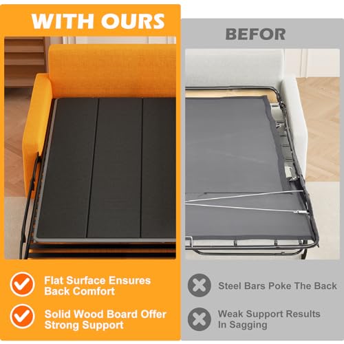 LAVEVE Sleeper Sofa Support Board 48\'\'x48\'\' Full Size, Heavy Duty Solid Wooden Mattress for Pull Out Sofa Bed, Foldable Design Bunkie Board Couch Accessories, Enhanced Weight-Bearing Capacity
