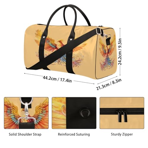 Ethnic Colorful phoenix Travel Duffel Bag Sports Tote Gym Bag Waterproof Tear-Resistant Carry On Overnight Bag Foldable Weekender Bag for Gym Travel Getaway Beach Sports2