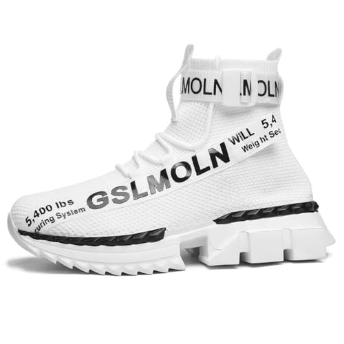 Image of Jakcuz Men's High Top Sneakers Plus Size Breathable Gym Athletic Running Walking Tennis Comfortable Fashion Platform Shoes