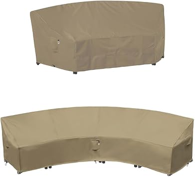 190"128" Patio Furniture Covers Bundles 96"65" Curved Outdoor Sectional Couch Cover