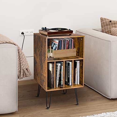 Record Player Stand With Storage, Record Player Stand, Turntable Stand With Record Storage, Wood Record Storage Cabinet With Metal Legs, Record Player Table Holds Up To 180 Albums For Home (Brown) #TOP7
