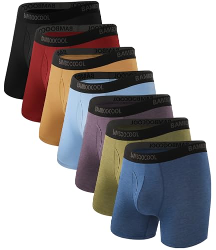 Image of BAMBOO COOL Men's Underwear Breathable Boxer Briefs with Fly Moisture-Wicking Lightweight Underwear 7-Pack