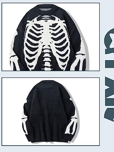 Y2K Sweater Oversized Vintage Knitted Streetwear Acubi Emo Skull Pullover Grunge Indie Tops Clothes Preppy Knitwear2