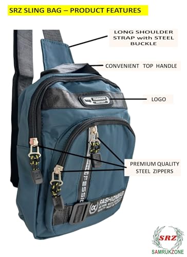Image of SRZ Crossbody Sling Bag | Water Resistant | Glossy Vibrant Colours | Chest Bag Waist Bag | 4 Pockets | Adjustable Shoulder Strap