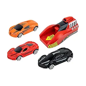TEC TAVAKKAL Rapid Launcher Play Set Toy with 3 Die Cast Metal Sports Car and Master Racers Sports Racing Game for Kids Multi Colour (Det of 3 Metal Car)