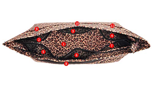 Vercord Purse Organizer Insert Bag Tote Handbags Pocketbook Inserts Organizers Zipper 11 Pockets Leopard Medium #TOP2