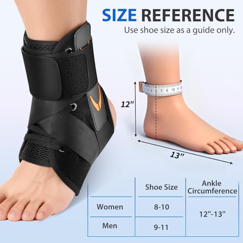 Quick Lace-Up Ankle Brace with Silicone Pads, Adjustable Ankle Stabilizer Support for Men & Women, Breathable for Sports & Sprain Recovery, Fits in Shoes, Size M (12-13") — view 6
