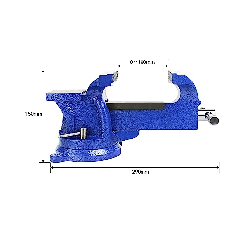 HFS(R) 5\' Heavy Duty Bench Vise Anvil with 360° Swivel Locking Base Desktop Clamp (16LBS) - FS Blue Design