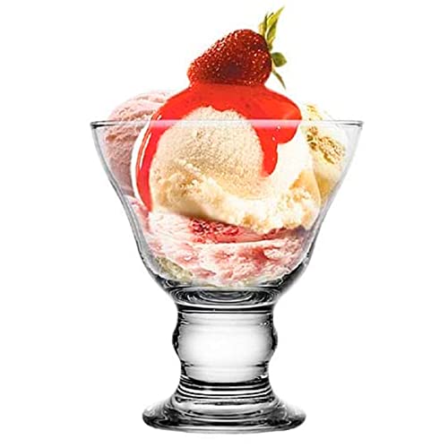 Lav - Set de 6 copas de helado, cristal liso, modelo orion, diseño sofisticado y elegante, postres, cócteles, aptas para lavavajillas (250 ml, 11 cm)