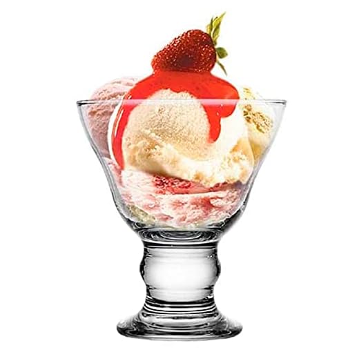 Lav - Set de 6 copas de helado, cristal liso, modelo orion, diseño sofisticado y elegante, postres, cócteles, aptas para lavavajillas (250 ml, 11 cm)