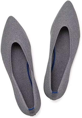 Frank Mully Womens Pointed Toe Flats Knit Dress Shoes Comfort Women Shoes Slip On Ballet Shoes for Woman Classic Softable Shoes Low Wedge Grey,6
