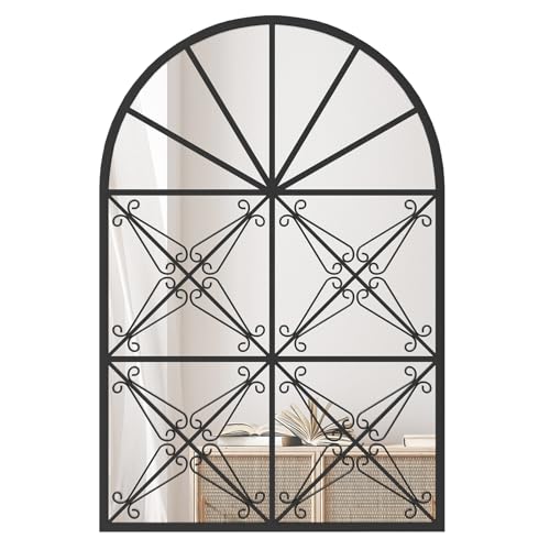 GOPLUS Bogen Wandspiegel 58 x 87 cm, Dekorativer Fensterspiegel mit...