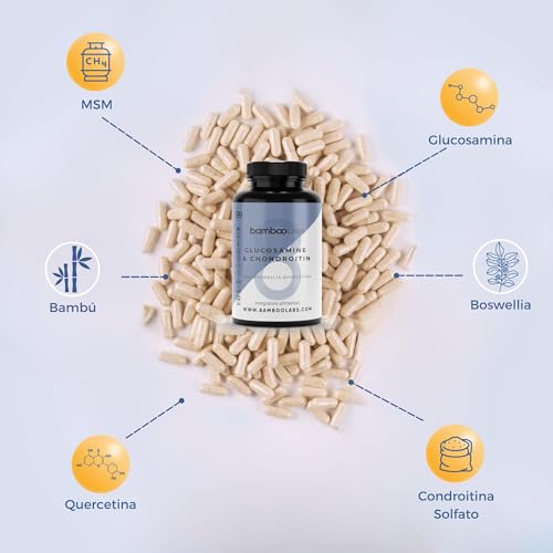 Bamboo Labs - Glucosamina, Condroitina, MSM, Boswellia, Acido Ialuronico e Quercetina, 120 Capsule Articolazioni e Cartilagine Integratori, Antiinfiammatorio Naturale per il Dolore alle Articolazioni - 4