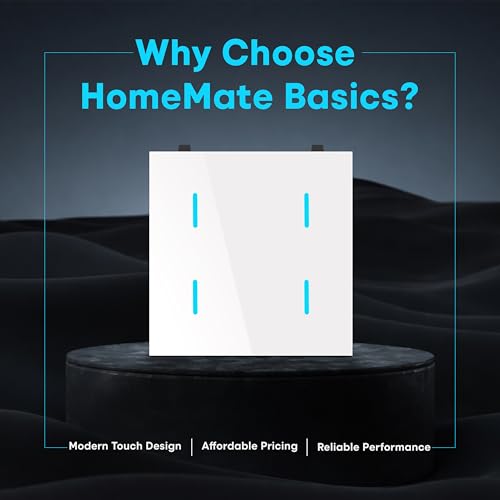 Image of HomeMate Basics Non-Smart 4 Gang Touch Switch | On /Off Touch Control | No App Required | Elegant Touch Switches for Home and Office - White