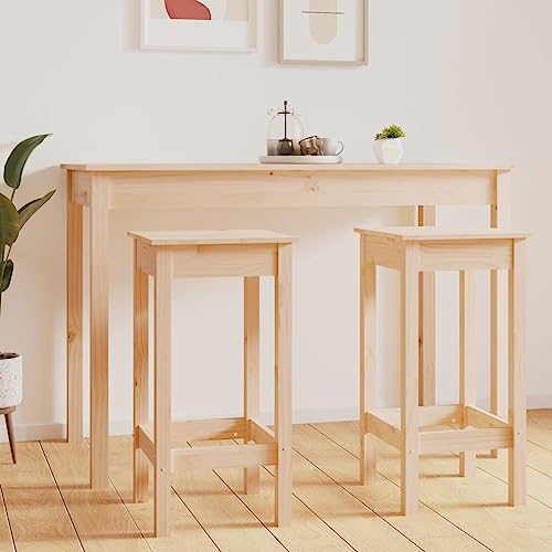 KTHLBRH Taburetes Altos de Madera de Pino Macizo con Estilo Rústico para Cocina, Comedor o Salón – Diseño Práctico sin Respaldo y Fácil Almacenamiento – Soportan hasta