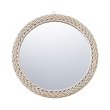 YUNSHID 13.8Inch Boho Rattan Wall Mirror, Boho Round Hanging Wall Mirror Decorative Rattan Circle Wa