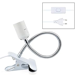 Bonlux Douille E27 avec clip en métal, col de cygne flexible douille pour plantes animaux, lampe de livre avec clip et fiche européenne 1m mesure la lampe de base E27 (1 paquet)