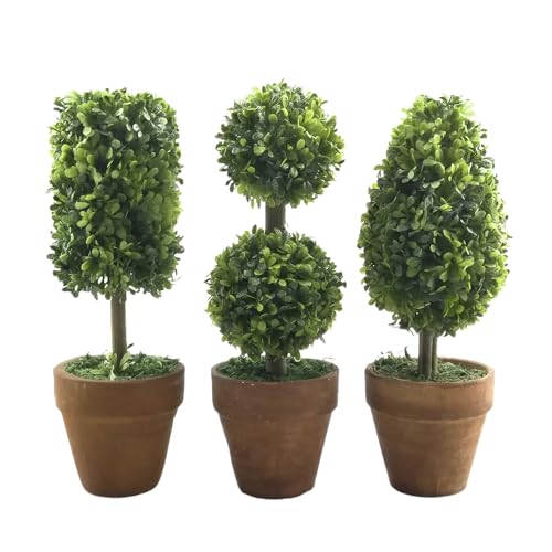 qczoyp Small Fake Potted Plant Decor: 3 Pack Artificial Topiary Shrubs Decorative Plant Indoor Outdoor, 8.27