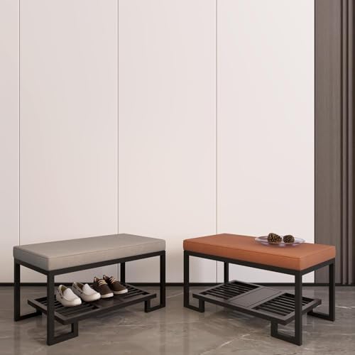 Banc à chaussures entrée anti-désordre avec pouf de rangement compact