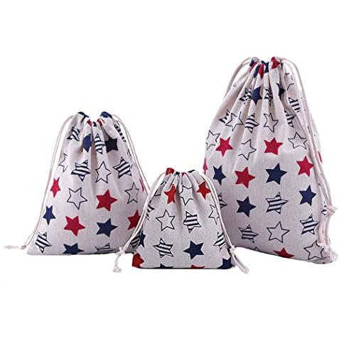 Amoyie 3 pcs Nursery Organisers Bag with Drawstring for Toys Cosmetic Travel Stuff Stars Cover