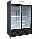 Kratos Refrigeration 69K-716 Commercial Sliding Glass Door Merchandiser, 2 Doors, 54' wide, 48cu ft, Black Exterior