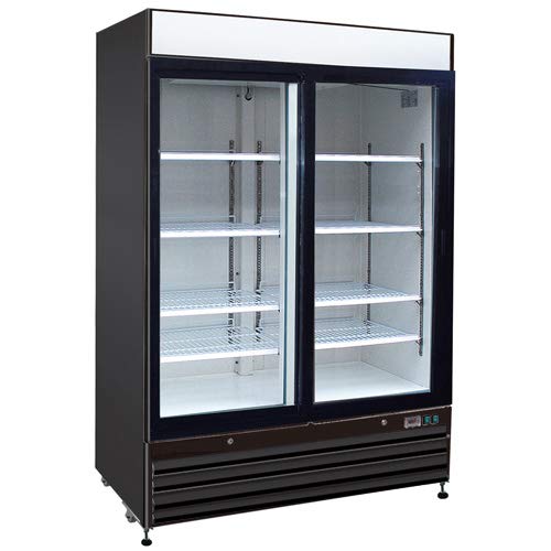 Kratos Refrigeration 69K-716 Commercial Sliding Glass Door Merchandiser, 2 Doors, 54" wide, 48cu ft, Black Exterior