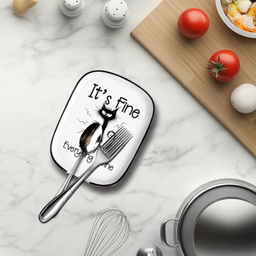 ANATTASOUL Ceramic Spoon Rest for Kitchen with Whimsical Cat Design - 4.52"x5.9" Large Teaspoon Holder, Heat-Resistant Porcelain Gift for Cooking Enthusiasts - Image 6